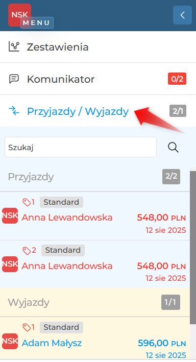 Przyjazdy/Wyjazdy